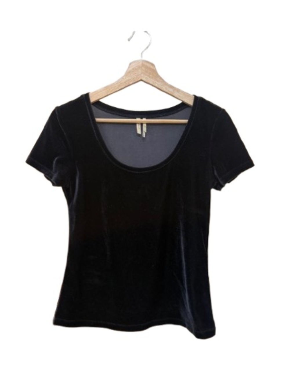 Black Velvet Scoop Neck Short Sleeve Tee
